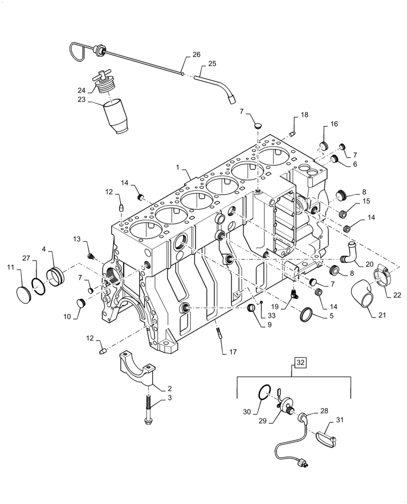 Схема запчастей Case IH 8950 - (2-050) - CYLINDER BLOCK, 6T-830 EMISSIONS CERTIFIED ENGINE, 8930 TRACTOR ONLY (02) - ENGINE