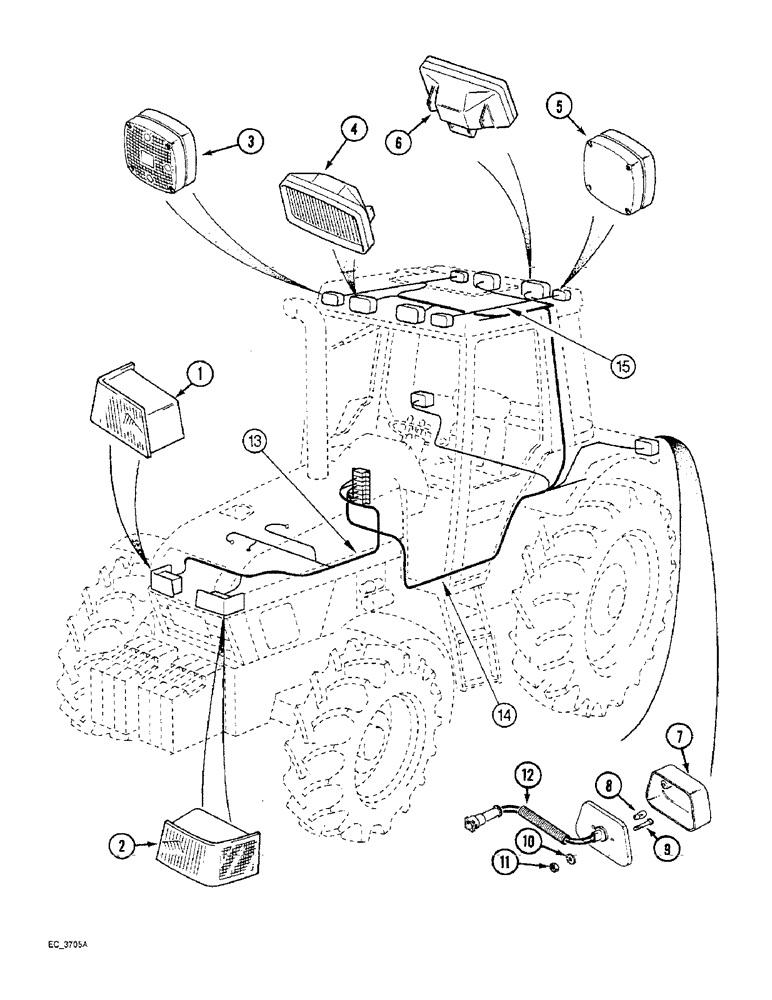 Схема запчастей Case IH 3220 - (4-010) - LIGHTS AND HARNESS, TRACTOR WITH CAB (04) - ELECTRICAL SYSTEMS