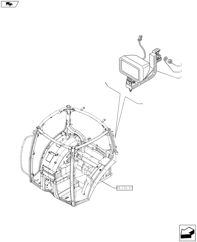 Схема запчастей Case IH PUMA 215 - (55.404.02[02]) - ADDITIONAL WORKLAMPS (55) - ELECTRICAL SYSTEMS