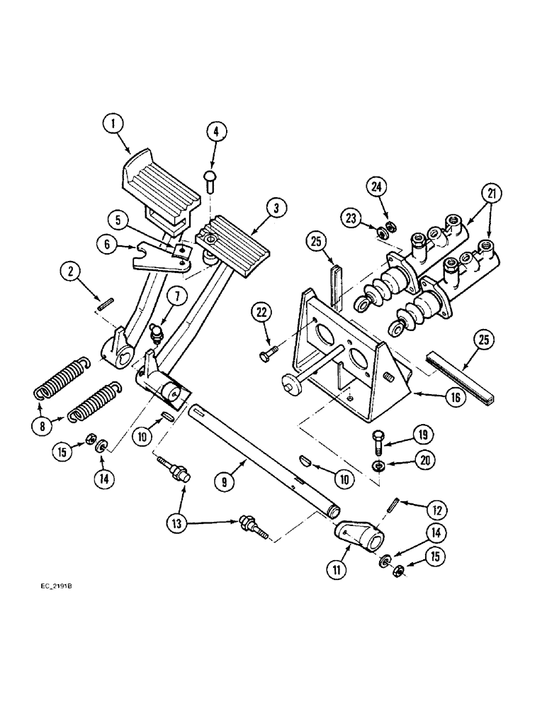 Схема запчастей Case IH 3220 - (7-002) - BRAKE PEDALS, TRACTOR WITHOUT CAB (07) - BRAKES