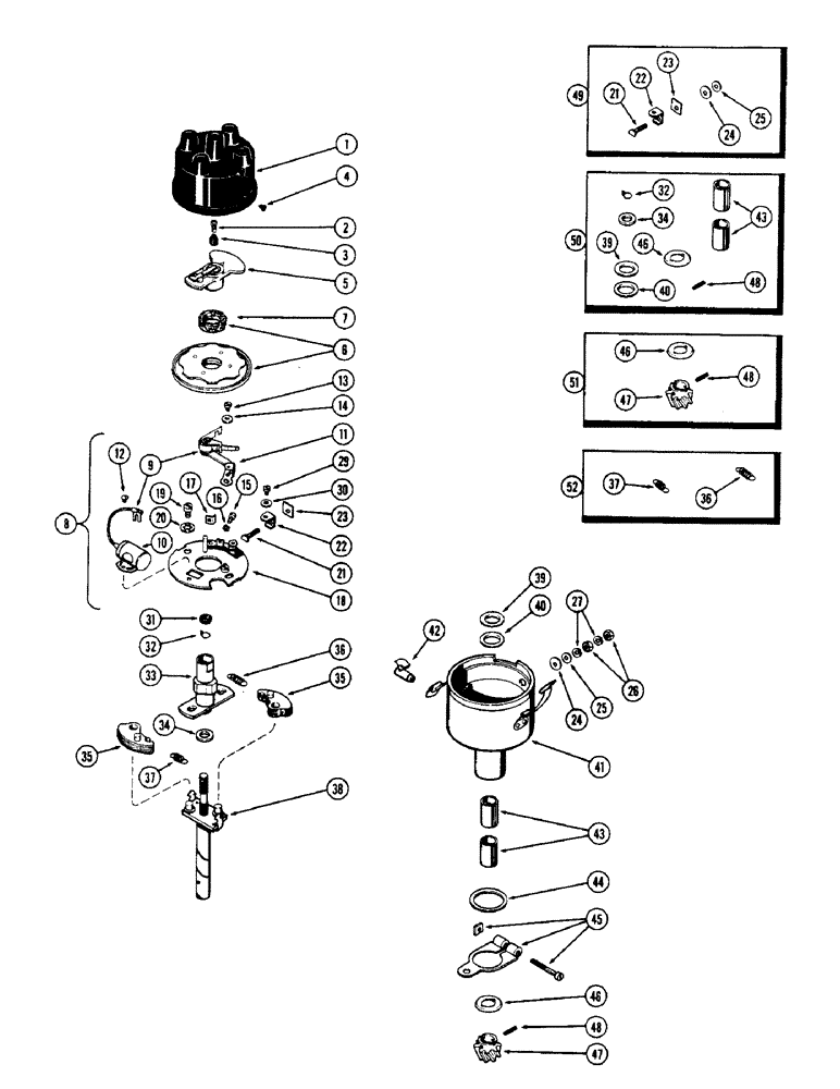 Схема запчастей Case IH 1150 - (154) - DISTRIBUTOR, 159 SPARK IGNITION ENGINE (10) - ENGINE