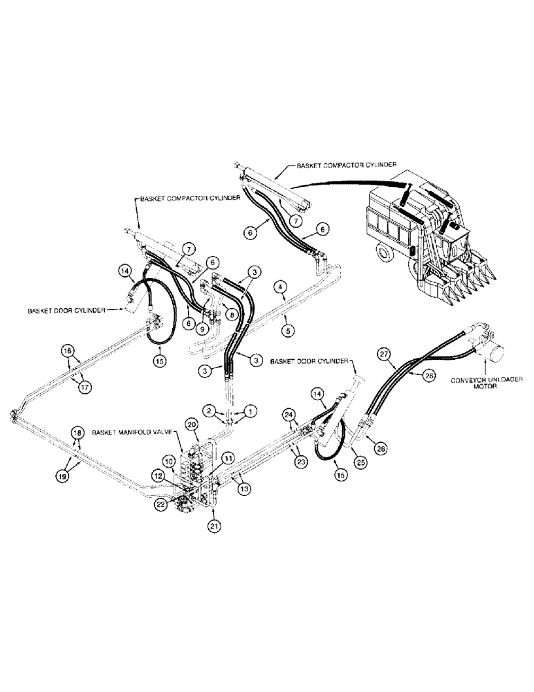 Схема запчастей Case IH 2022 - (1-24) - PICTORIAL INDEX, BASKET COMPONENT HYDRAULIC SYSTEM (00) - PICTORIAL INDEX