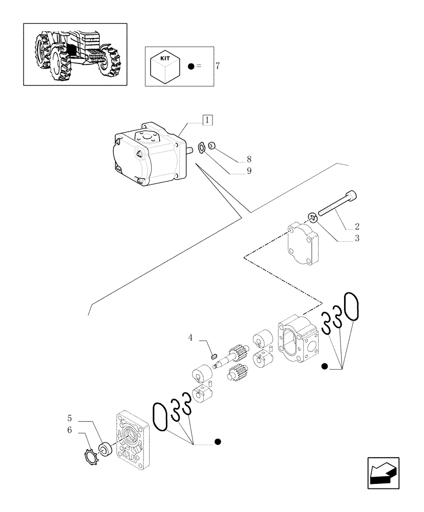 Схема запчастей Case IH JX1060C - (1.42.0/ A) - HYDRAULIC PUMP - BREAKDOWN (04) - FRONT AXLE & STEERING