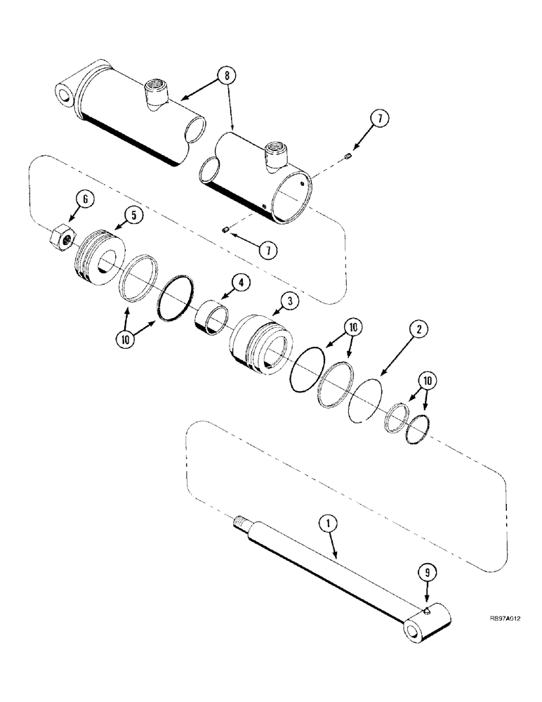 Схема запчастей Case IH L300 - (8-50) - CYLINDER ASSEMBLY, BUCKET (08) - HYDRAULICS