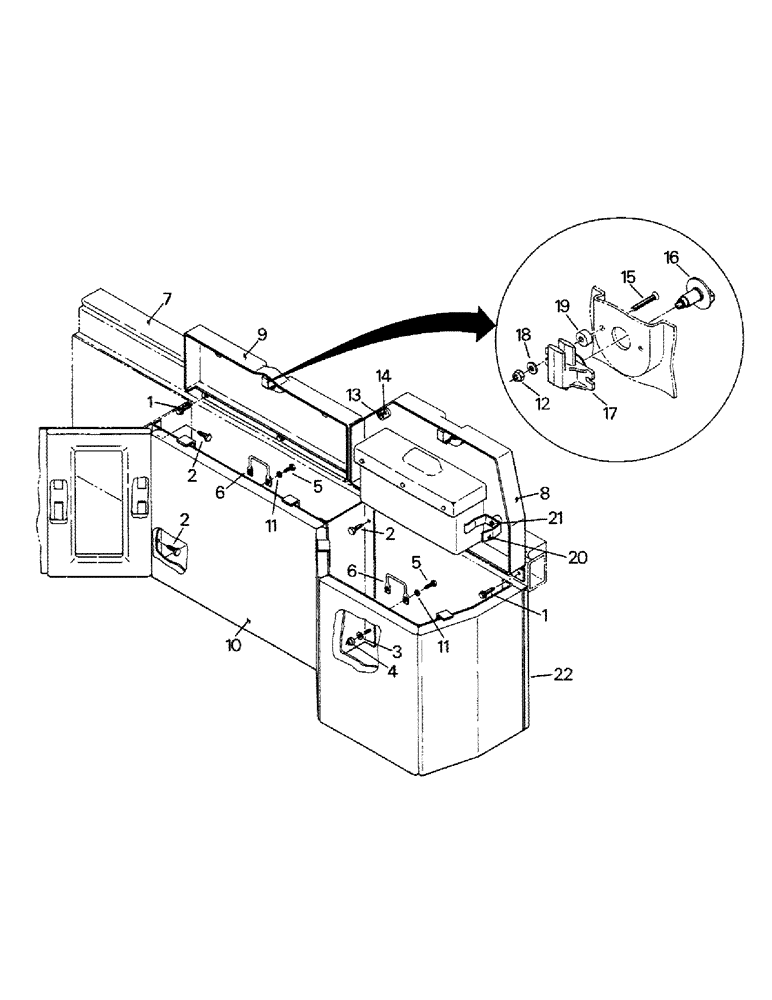 Схема запчастей Case IH STEIGER - (01-42) - REAR STORAGE COMPARTMENT (10) - CAB