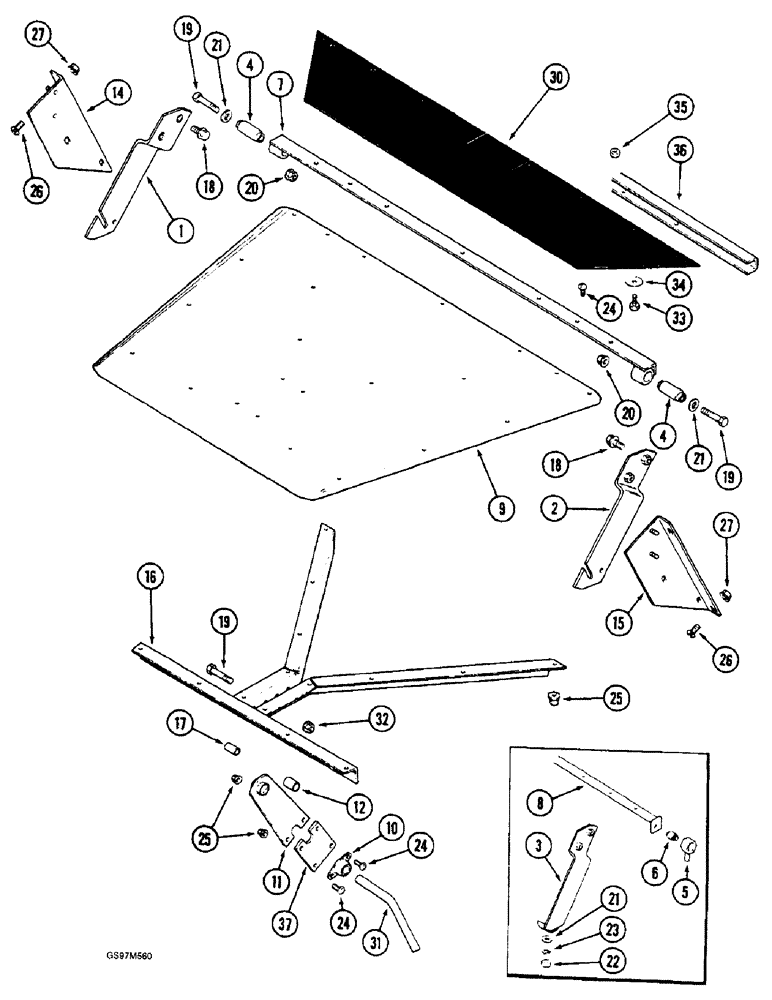 Схема запчастей Case IH 1660 - (5-42) - STEERING AXLE SHIELD, OSCILLATING (04) - STEERING