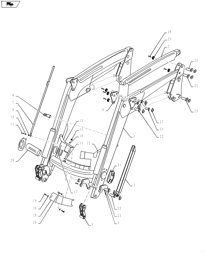 Схема запчастей Case IH L790 - (39.105.01) - LOADER BEAM (39) - FRAMES AND BALLASTING