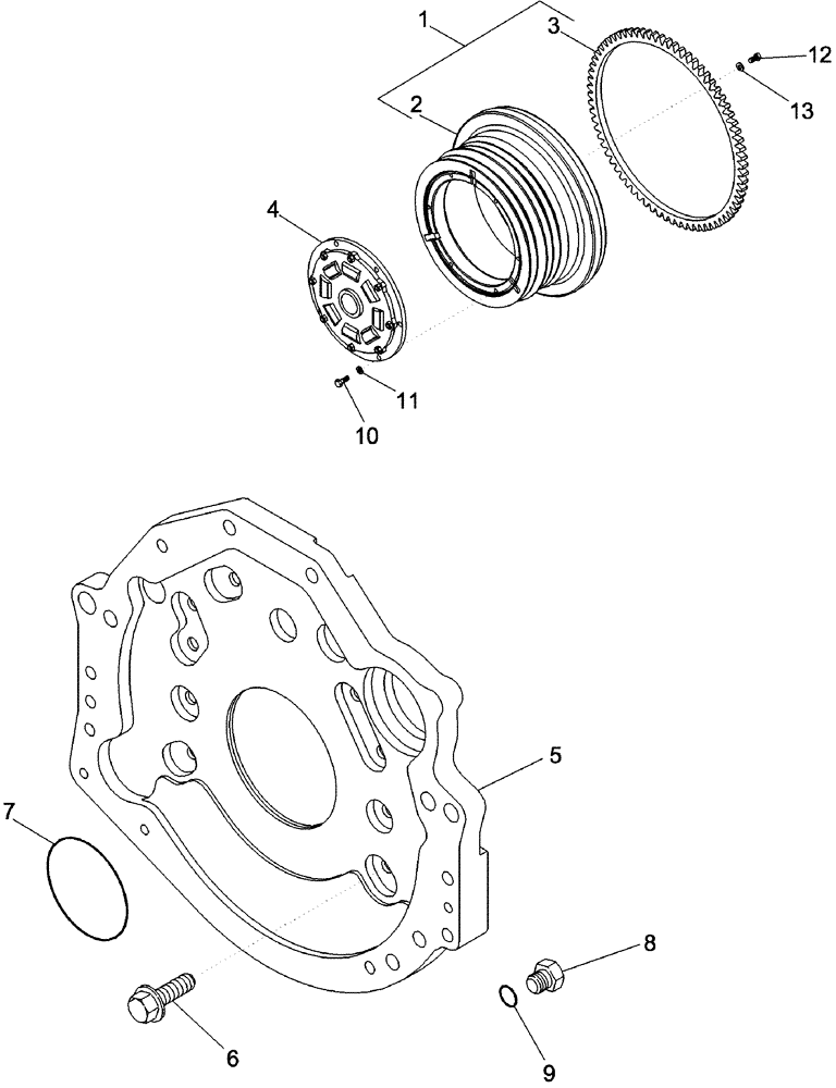 Схема запчастей Case IH 620 - (02-22) - FLYWHEEL AND BACKING PLATE (01) - ENGINE