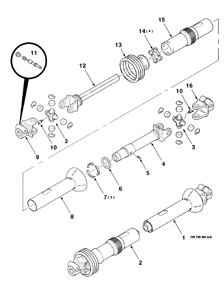 Схема запчастей Case IH 8340 - (2-10) - U-JOINT ASSEMBLY, NEAPCO, S/N CFH0041572 THRU CFH0041987 (31) - IMPLEMENT POWER TAKE OFF