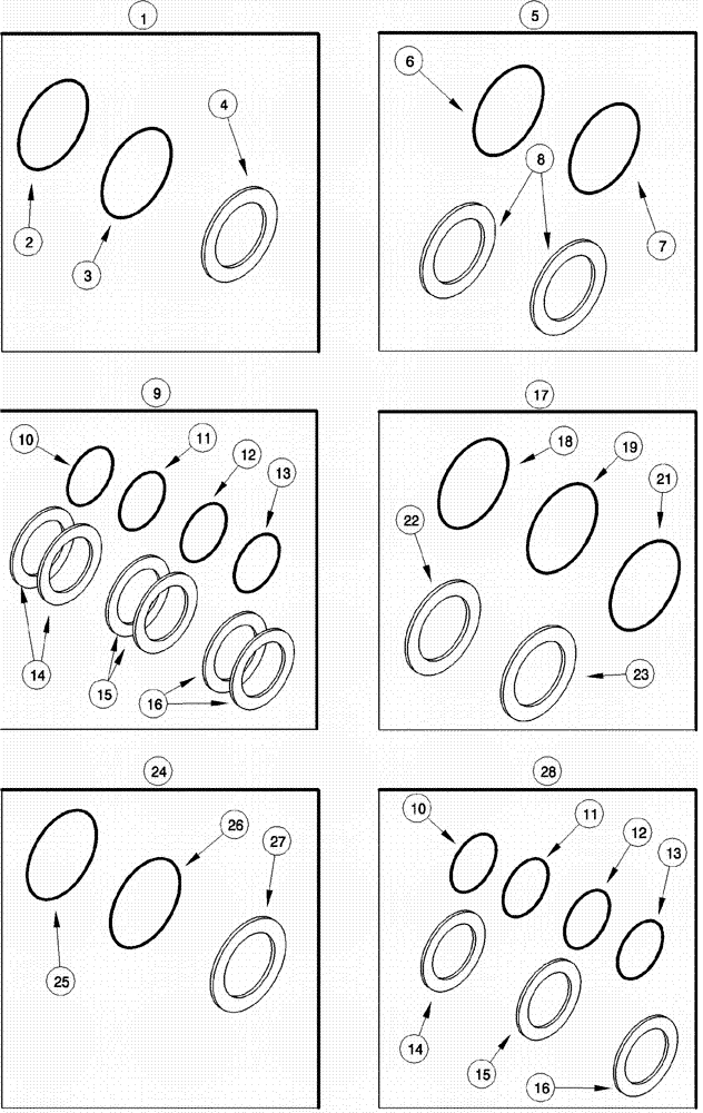 Схема запчастей Case IH 620 - (08-23) - HYDRAULIC MANIFOLD VALVE SEAL REPLACEMENT KITS (07) - HYDRAULICS