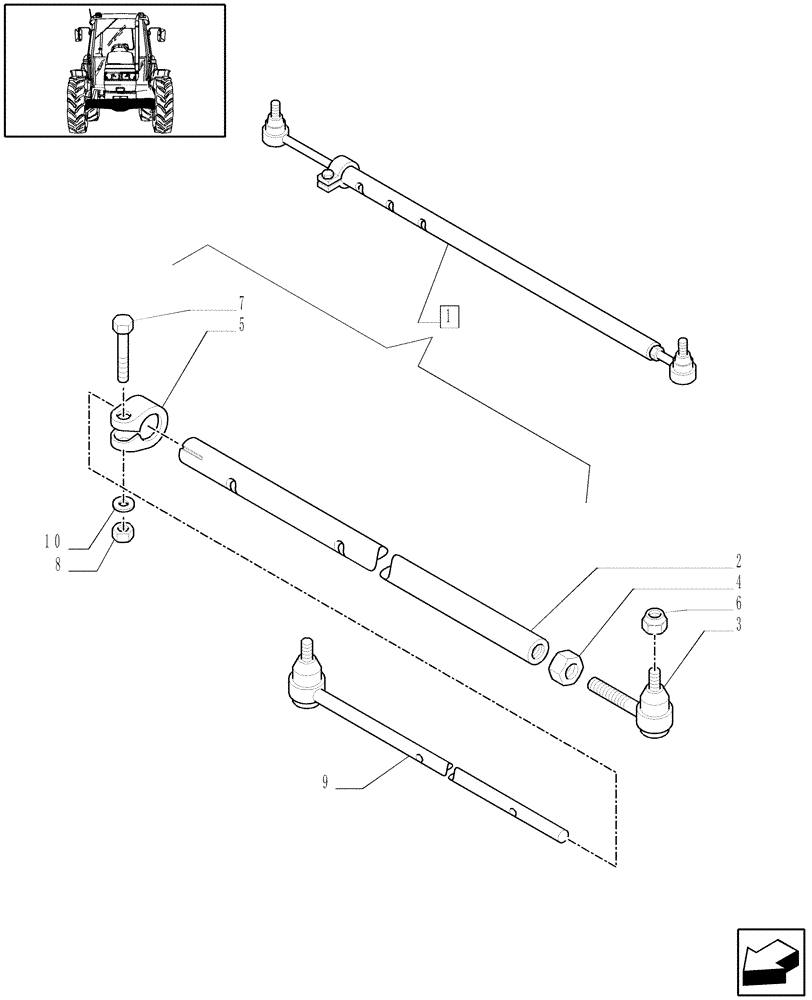 Схема запчастей Case IH JX90 - (1.41.0/01[05]) - 2WD FRONT AXLE - STEERING TIE-ROD - FOR HIGH CLEARANCE VERSION (04) - FRONT AXLE & STEERING