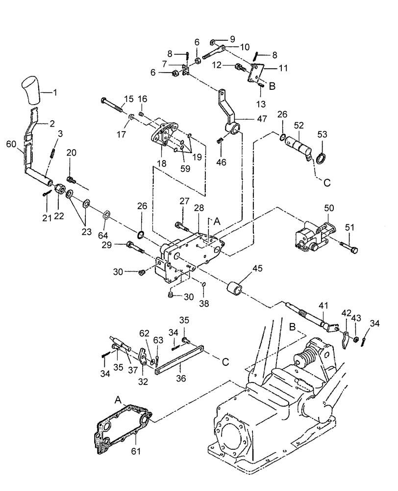 Схема запчастей Case IH DX60 - (07.02) - CONTROL VALVE, QUADRANT & LINKAGE W/DRAFT CONTROL (07) - HYDRAULIC SYSTEM