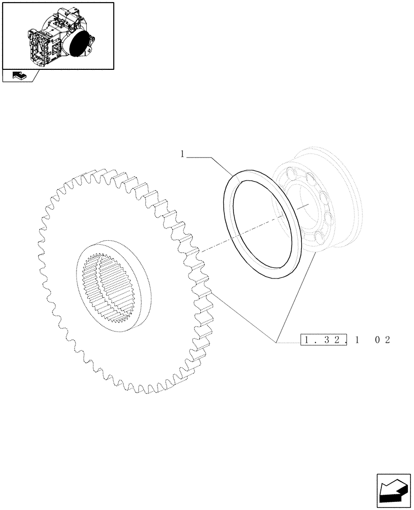 Схема запчастей Case IH PUMA 165 - (1.32.1[03]) - CENTRAL REDUCTION GEARS - SHIMS (03) - TRANSMISSION