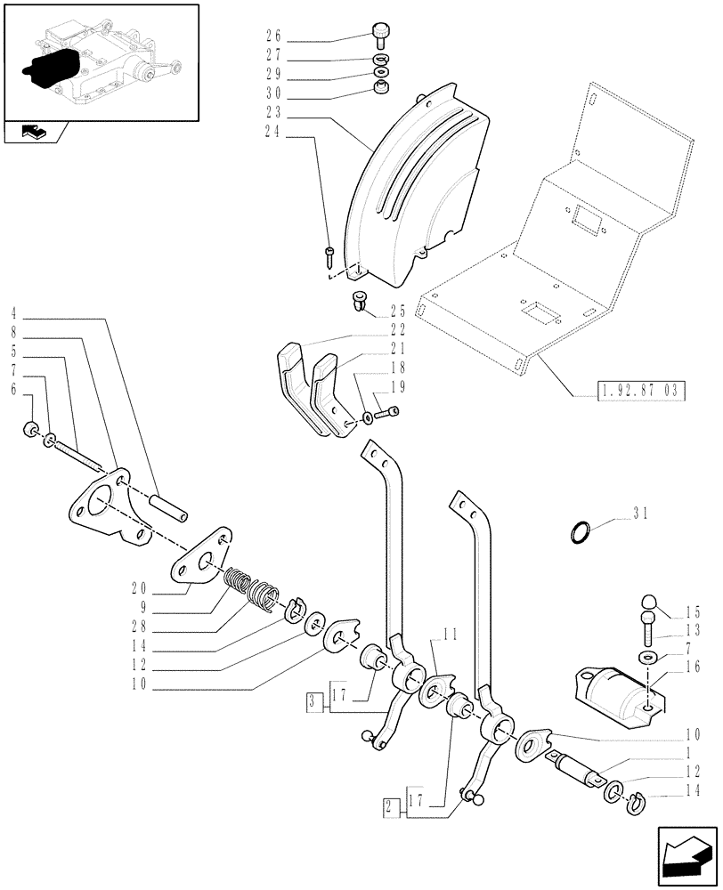 Схема запчастей Case IH FARMALL 60 - (1.82.5[02]) - LIFT CONTROLS - HANDLE AND LEVERS - W/CAB (07) - HYDRAULIC SYSTEM