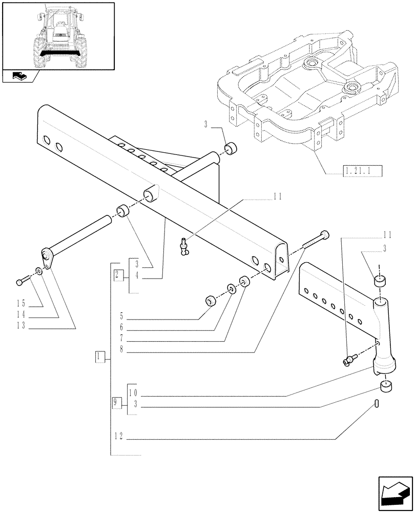 Схема запчастей Case IH FARMALL 60 - (1.41.0[01]) - 2WD FRONT AXLE - BODY (04) - FRONT AXLE & STEERING