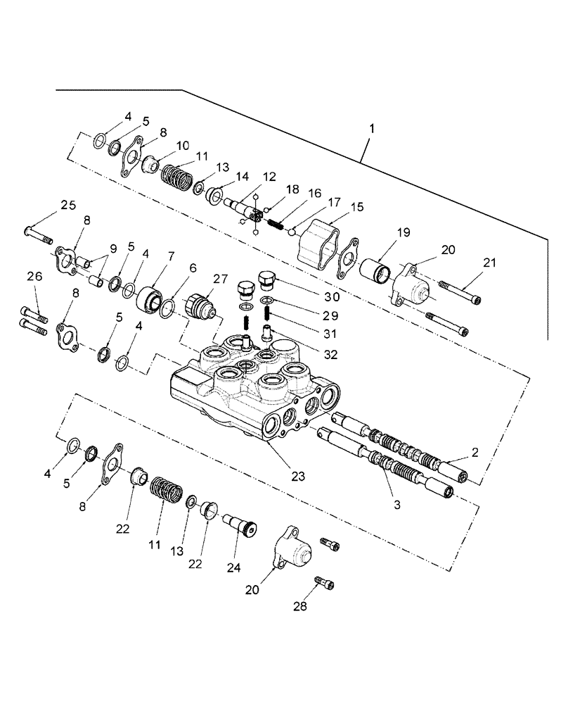 Схема запчастей Case IH DX25E - (07.02.01) - MID-MOUNT HYDRAULIC CONTROL VALVE (07) - HYDRAULIC SYSTEM