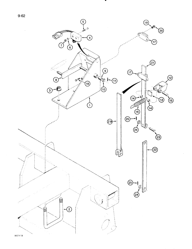 Схема запчастей Case IH 8500 - (9-062) - MAIN DRIVE CLUTCH SWITCH CONTROLS, 45 FOOT WIDE DRILL (09) - CHASSIS/ATTACHMENTS