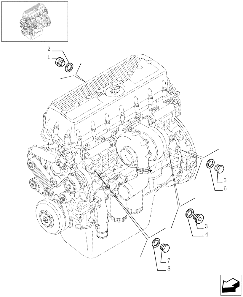 Схема запчастей Case IH 7010 - (10.400.02[02]) - PLUGS - ENGINE COOLING SYSTEM - 9010 (10) - ENGINE