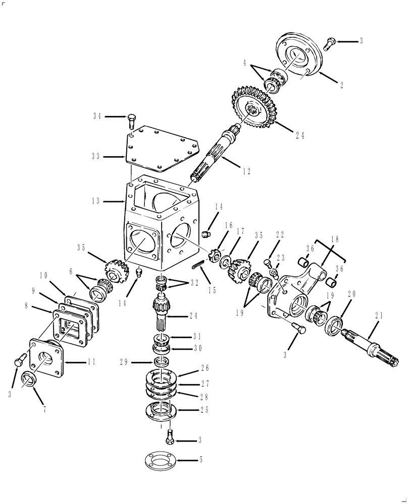 Схема запчастей Case IH DC101F - (03.02) - GEARBOX, BEVEL (03) - MAIN GEARBOX