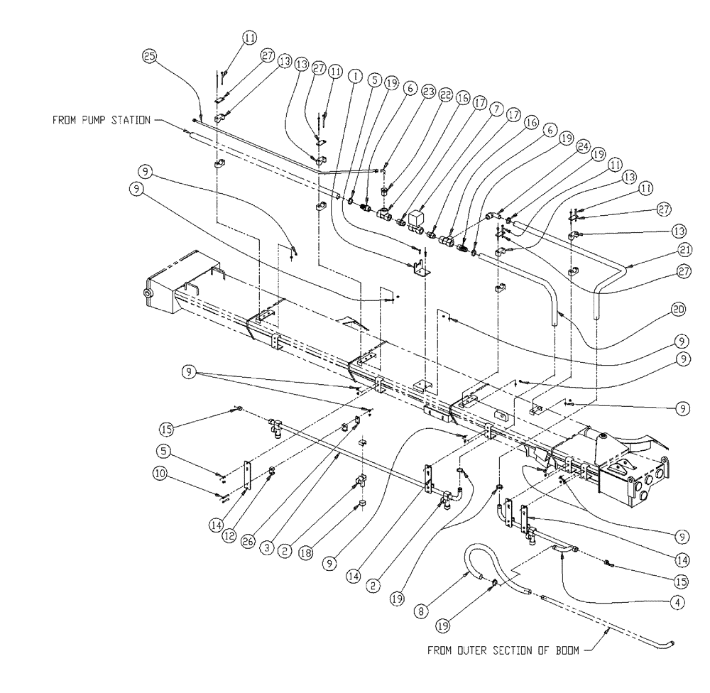 Схема запчастей Case IH 438 - (18-004) - WET BOOM, 2.5, LH, INNER Wet Kit