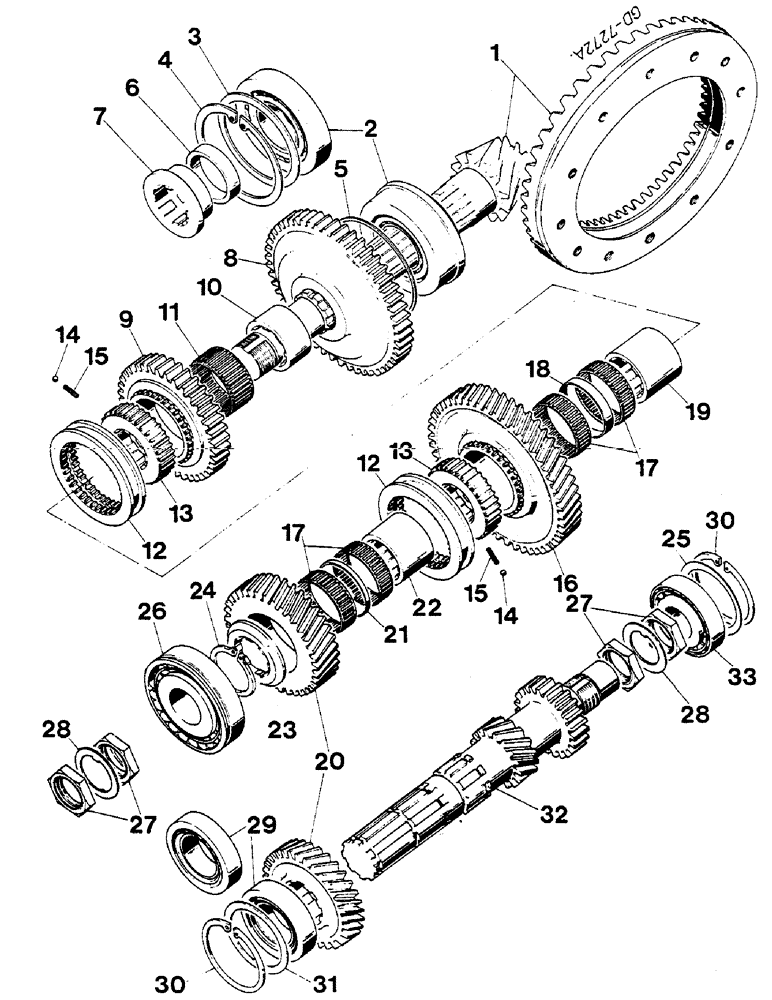 Схема запчастей Case IH 844S - (07-063) - RANGE TRANSMISSION, VERSION WITH OR WITHOUT SPEED REDUCER (04) - Drive Train