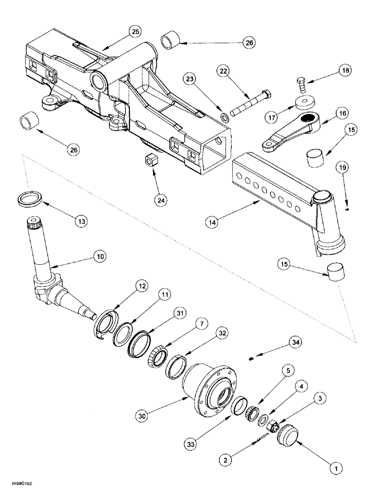 Схема запчастей Case IH MX220 - (5-026) - AXLE, ADJUSTABLE, FRONT, MX180, MX200, MX220, N.A. ONLY (05) - STEERING