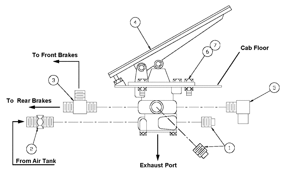 Схема запчастей Case IH FLX4375 - (07-005) - BRAKE PEDAL VALVE GROUP Pneumatics