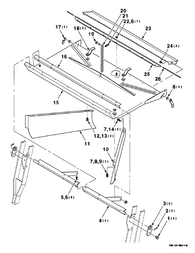 Схема запчастей Case IH 8820 - (9-046) - WINDROW FORMING SHIELDS (58) - ATTACHMENTS/HEADERS