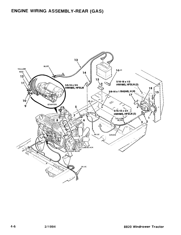 Схема запчастей Case IH 8820 - (4-06) - ENGINE WIRING ASSEMBLY, REAR, GAS (04) - ELECTRICAL SYSTEMS