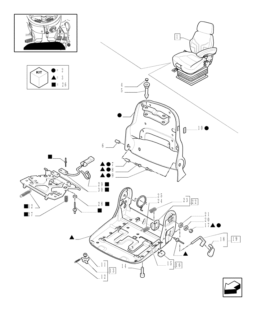 Схема запчастей Case IH MXU115 - (1.93.3/01B[02]) - (VAR.858) "GRAMMER" DELUXE SEAT WITH BELTS AND SWITCH - BREAKDOWN - L/CAB - C5518 (10) - OPERATORS PLATFORM/CAB