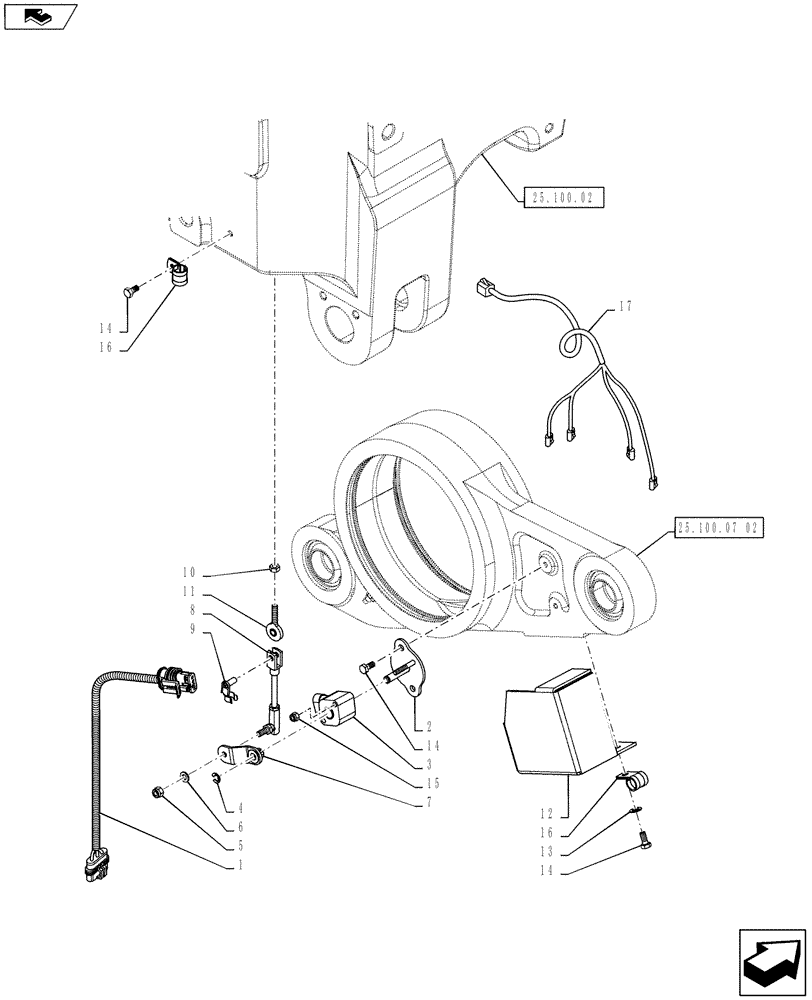 Схема запчастей Case IH PUMA 160 - (55.045.01) - VAR - 330414, 330427, 330429, 330430 - SUSPENDED FRONT AXLE - SENSOR AND RELATED PARTS (55) - ELECTRICAL SYSTEMS