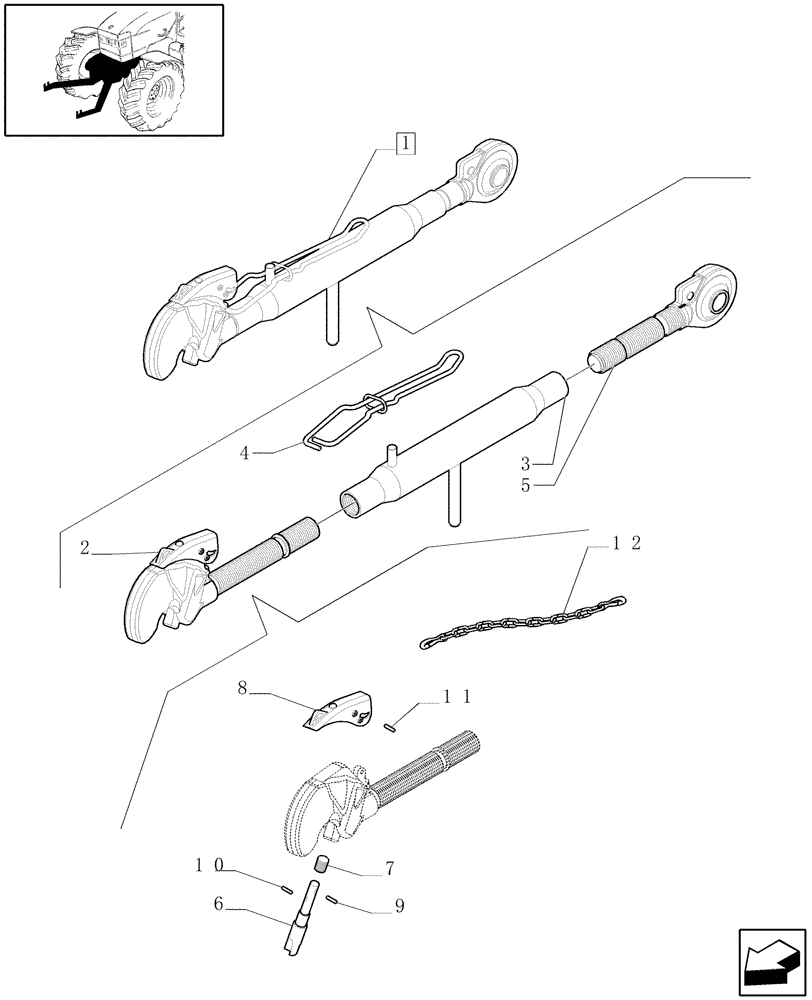 Схема запчастей Case IH MXU135 - (1.81.9/02A) - THIRD-LINK SPRAG - PARTS (07) - HYDRAULIC SYSTEM