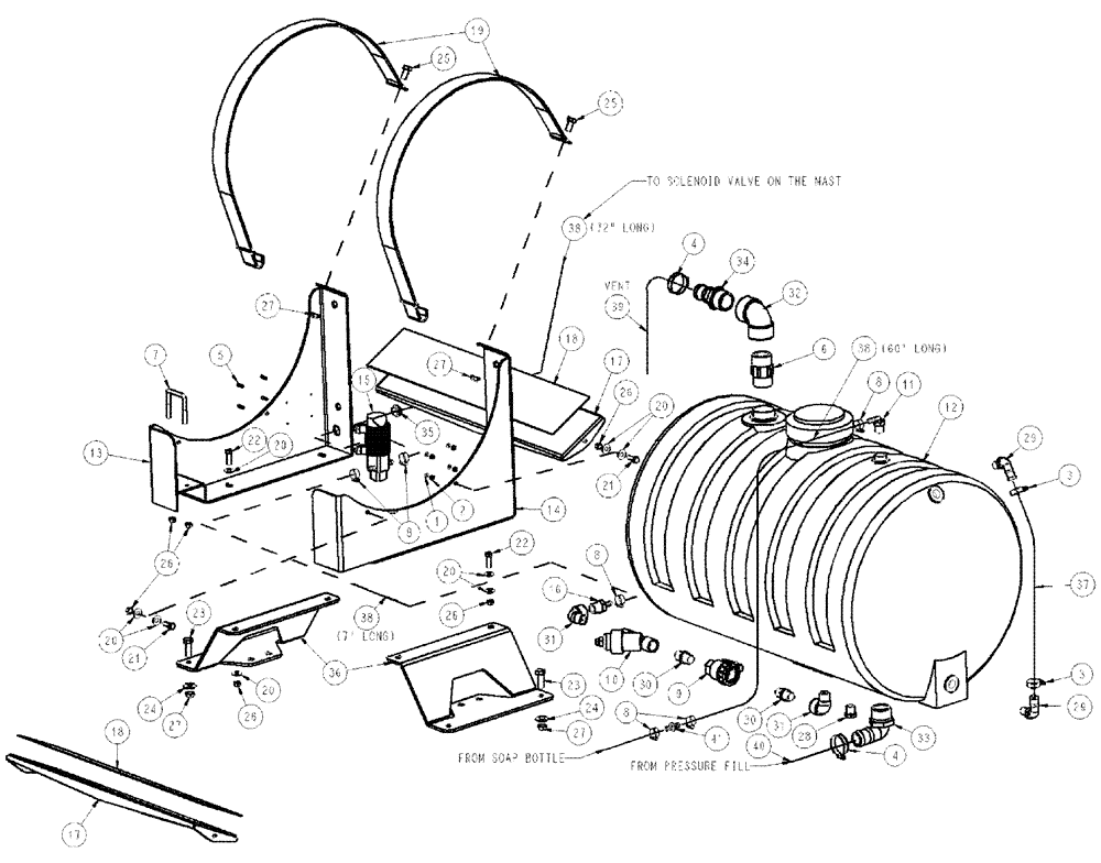 Схема запчастей Case IH SPX3200 - (09-037) - FOAM TANK GROUP, REAR Liquid Plumbing