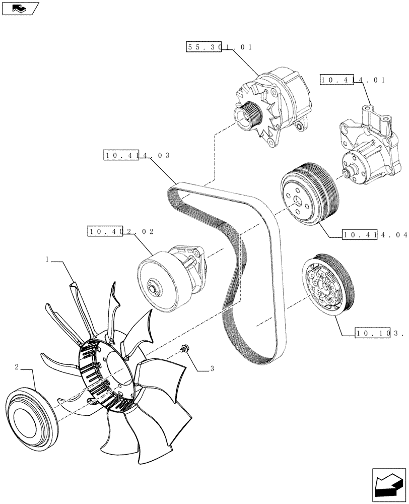 Схема запчастей Case IH FARMALL 75C - (10.414.0201) - FAN WITH VISCOSTATIC JOINT - ISO (VAR.330009 / 743500) (10) - ENGINE