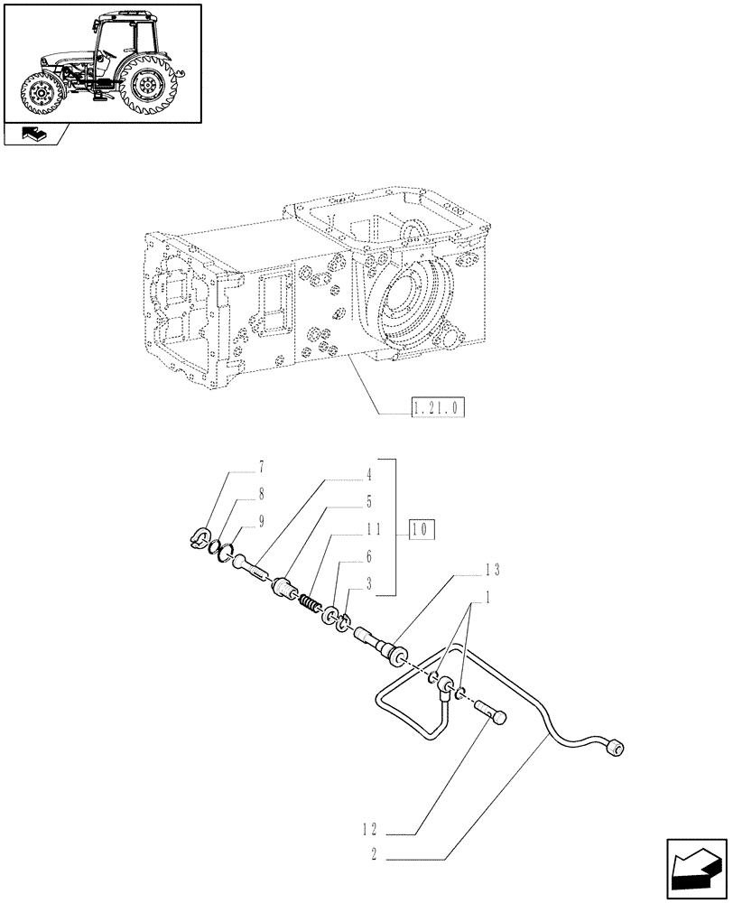 Схема запчастей Case IH FARMALL 65C - (1.28.8/01) - REAR MECHANICAL DIFF. LOCK FOR MECHANICAL TRANSM. - GEAR LUBRIFICATION SYSTEM (VAR.330381-331381-332382-336382) (03) - TRANSMISSION