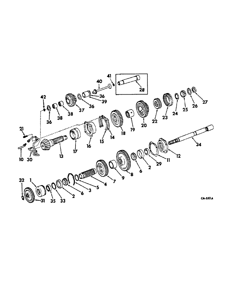 Схема запчастей Case IH HYDRO 100 - (07-31) - DRIVE TRAIN, RANGE TRANSMISSION IN REAR FRAME, 966 AND 1066 HYDROSTATIC DRIVE AND HYDRO 100 TRACTORS (04) - Drive Train