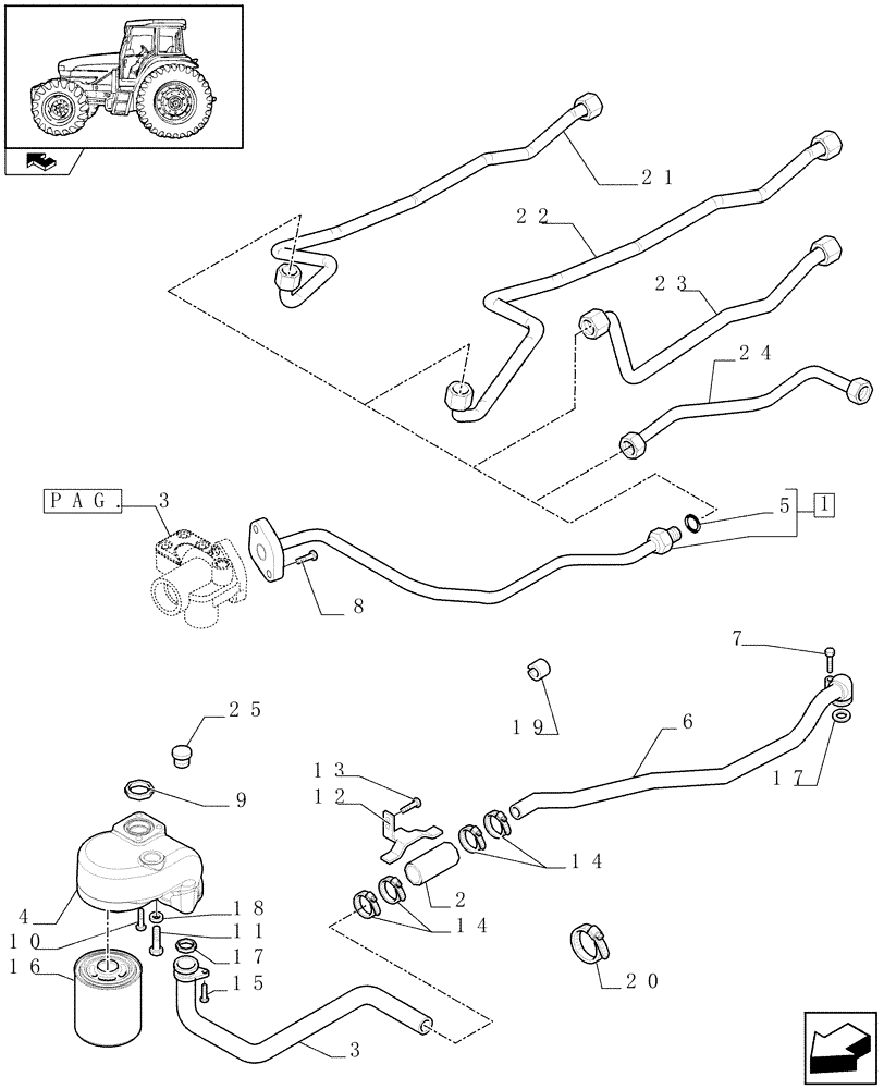 Схема запчастей Case IH FARMALL 105U - (1.82.1[02]) - LIFT - PIPES & PARTS (07) - HYDRAULIC SYSTEM