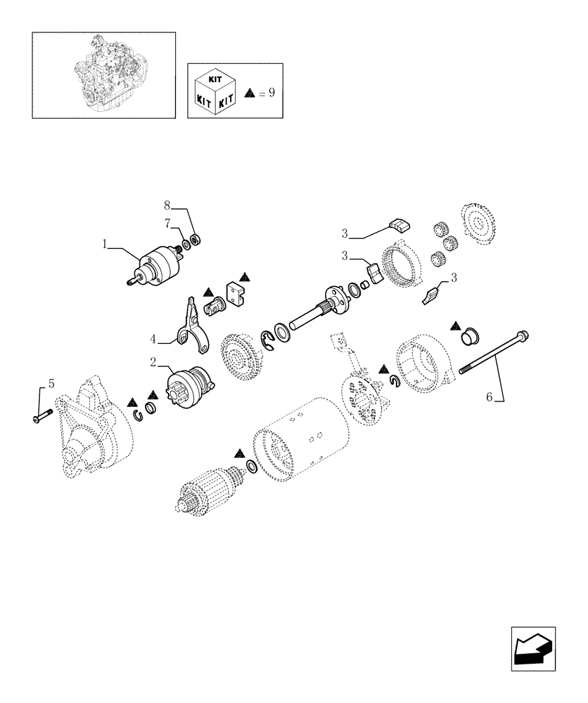 Схема запчастей Case IH F4GE9484A J602 - (0.36.0/A[01]) - STARTER MOTOR - COMPONENTS (504031929) 