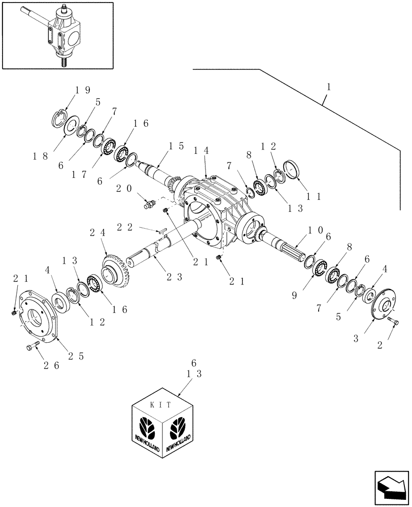 Схема запчастей Case IH DC162 - (03.03) - GEARBOX COMPONENTS - BEVEL (03) - MAIN GEARBOX