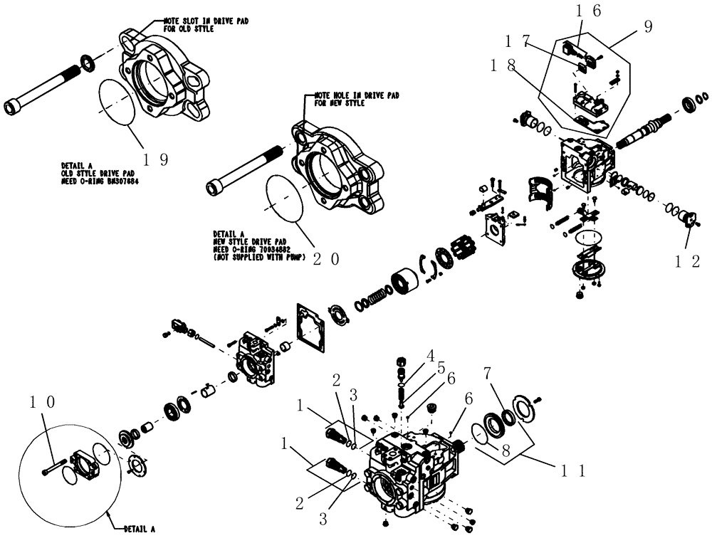 Схема запчастей Case IH 438 - (07-009) - PUMP, 75CC, 90 SERIES, AUX-C Hydraulic Components