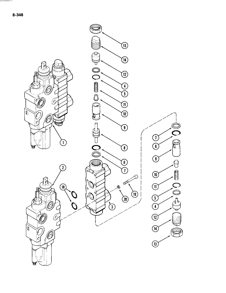 Схема запчастей Case IH 4494 - (8-348) - REMOTE CONTROL VALVE, ADD ON FOR THIRD CIRCUIT, WITH LOAD CHECK (08) - HYDRAULICS