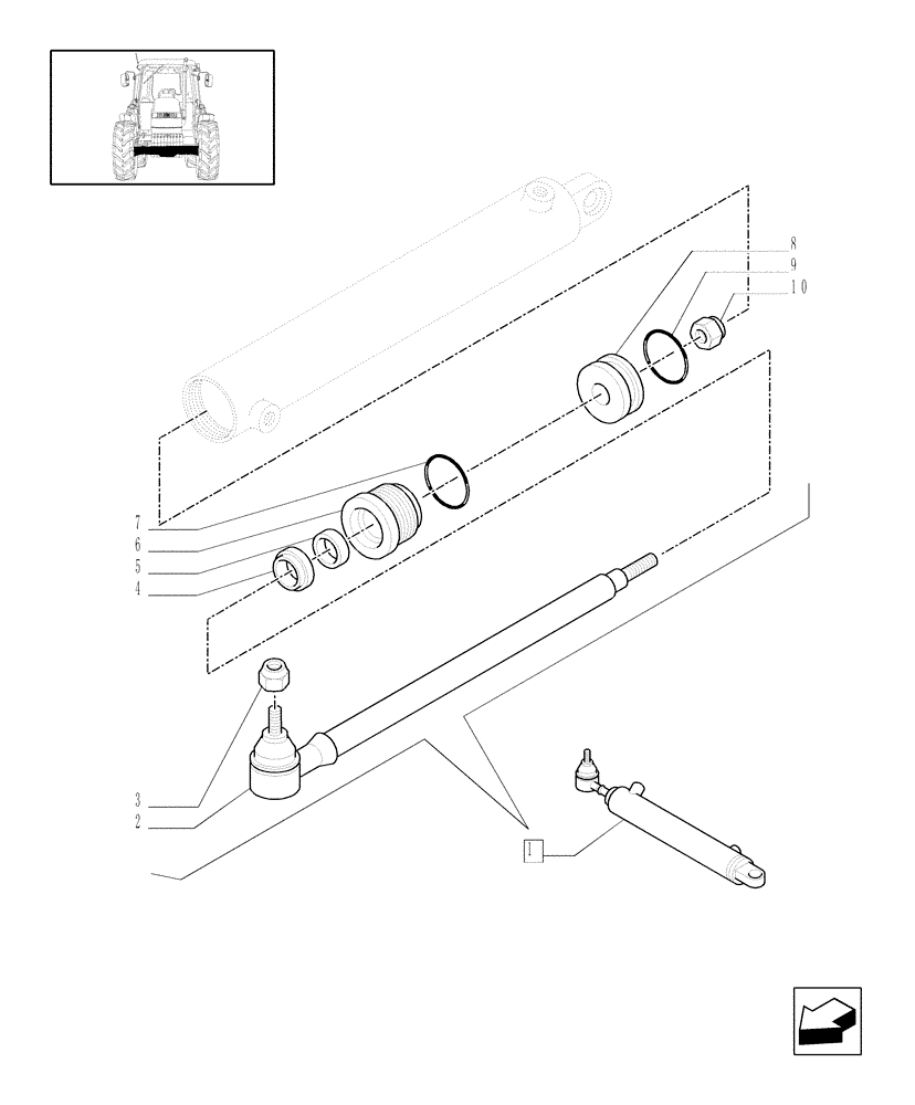 Схема запчастей Case IH FARMALL 60 - (1.41.0/ A[02]) - STEERING CONTROL CYLINDER - BREAKDOWN (04) - FRONT AXLE & STEERING