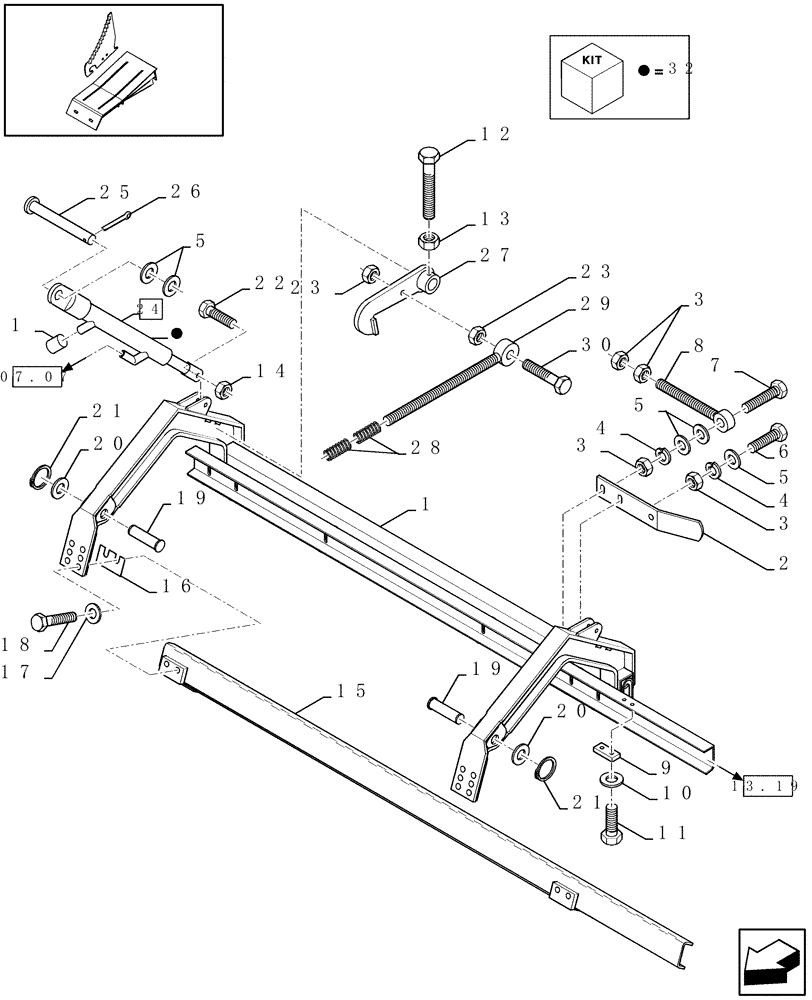 Схема запчастей Case IH LBX431R - (13.18[01]) - SUSPENSION FRAME (13) - FEEDER