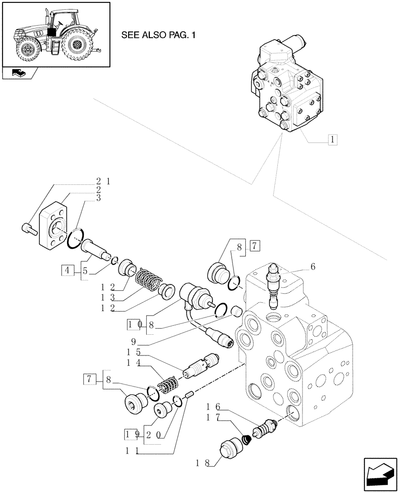 Схема запчастей Case IH PUMA 165 - (1.95.5/01A[02]) - VALVE - BREAKDOWN (10) - OPERATORS PLATFORM/CAB