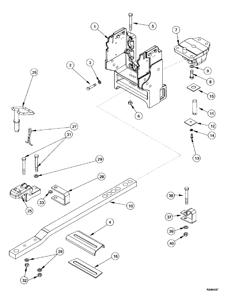 Схема запчастей Case IH MX180 - (9-102) - DRAWBAR HAMMERSTRAP, N.A. ONLY (09) - CHASSIS/ATTACHMENTS