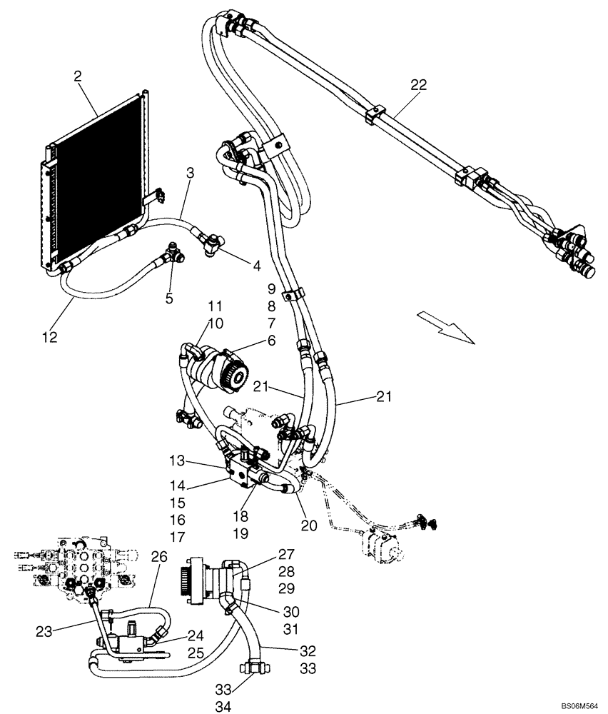 Схема запчастей Case IH 445 - (08-21) - HIGH FLOW HYDRAULICS (08) - HYDRAULICS