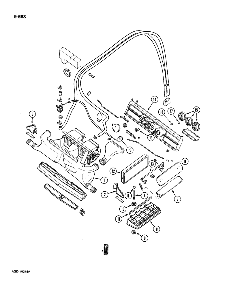 Схема запчастей Case IH 585 - (9-588) - AIR CONDITIONING, HEATER ASSEMBLY (09) - CHASSIS/ATTACHMENTS