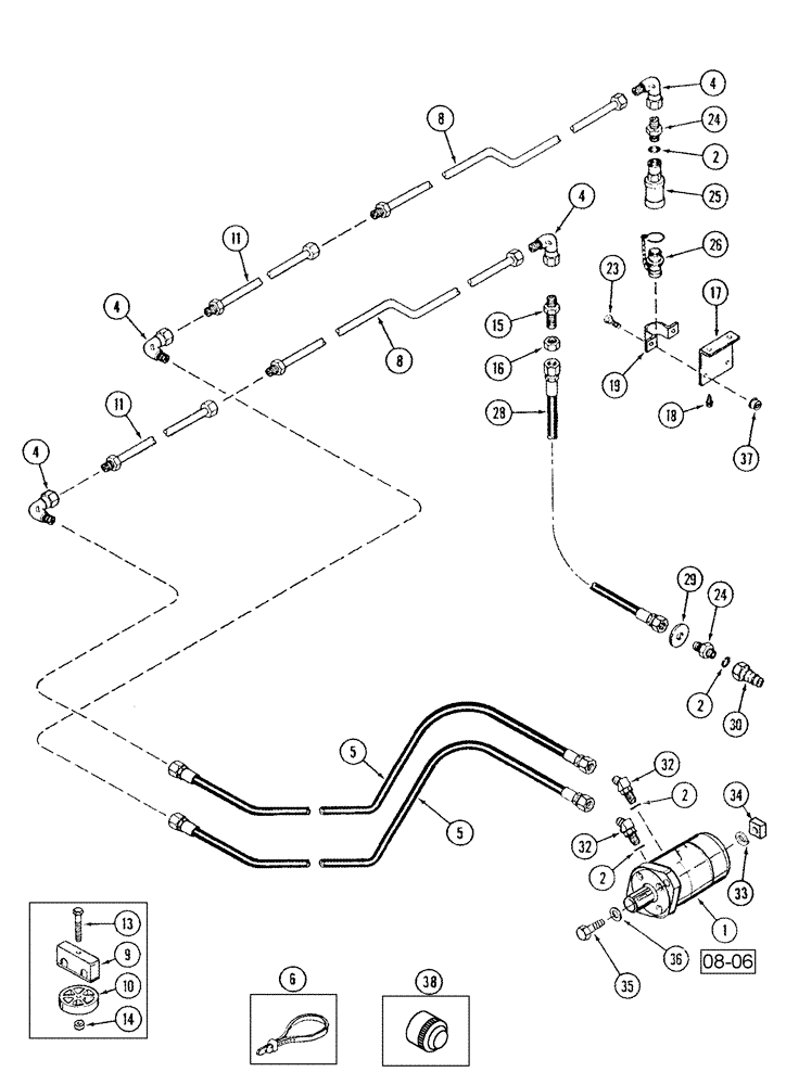 Схема запчастей Case IH 1020 - (08-01) - REEL DRIVE MOTOR SYSTEM (08) - HYDRAULICS