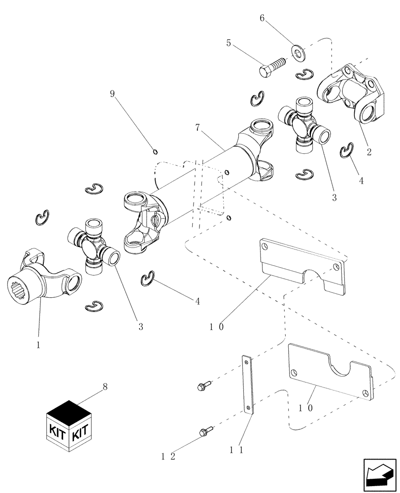 Схема запчастей Case IH 7130 - (60.130.02) - DRIVESHAFT, SEPARATOR JACKSHAFT (60) - PRODUCT FEEDING