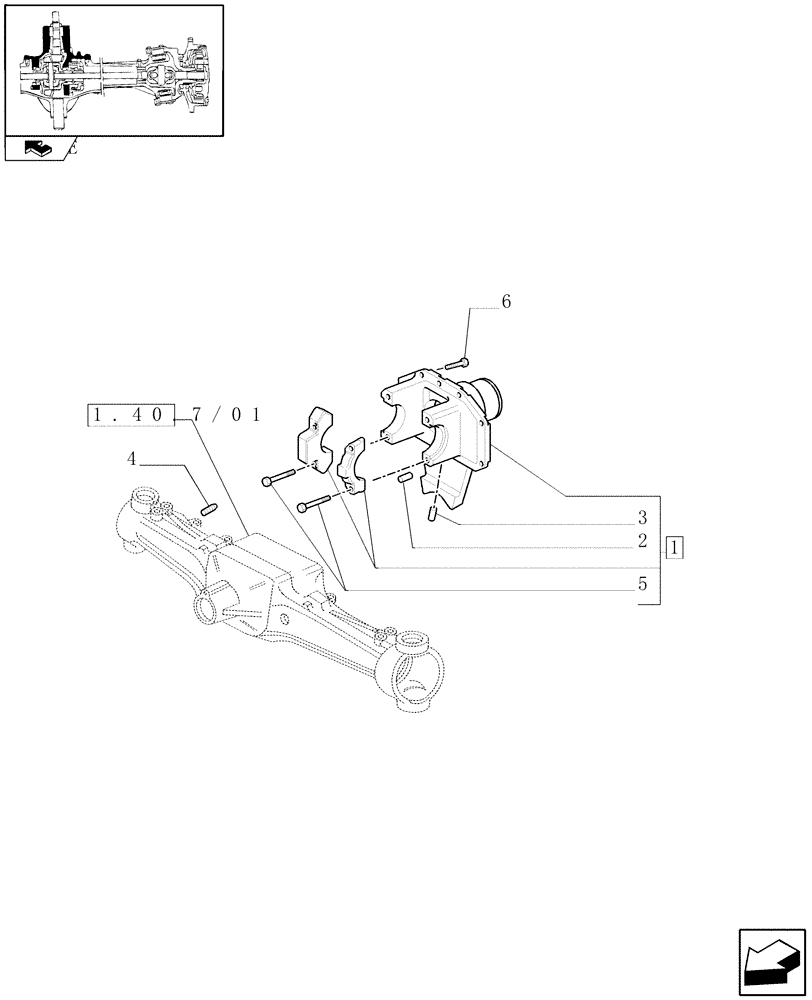 Схема запчастей Case IH PUMA 155 - (1.40.7/05) - (CL.4) SUSPENDED FRONT AXLE W/MULTI-PLATE DIFF. LOCK, ST. SENSOR AND BRAKES - SUPPORT (VAR.330430) (04) - FRONT AXLE & STEERING